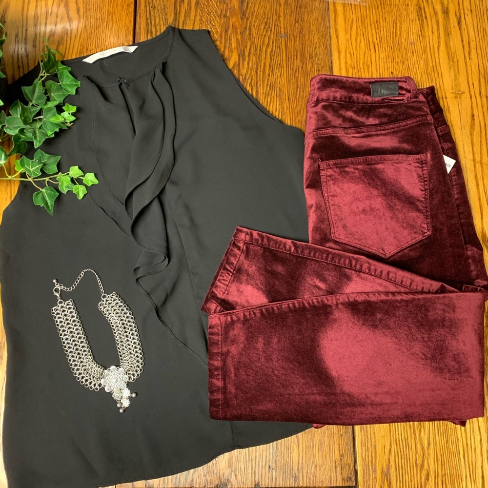 Paige Jeans Skinny Velvet Burgundy